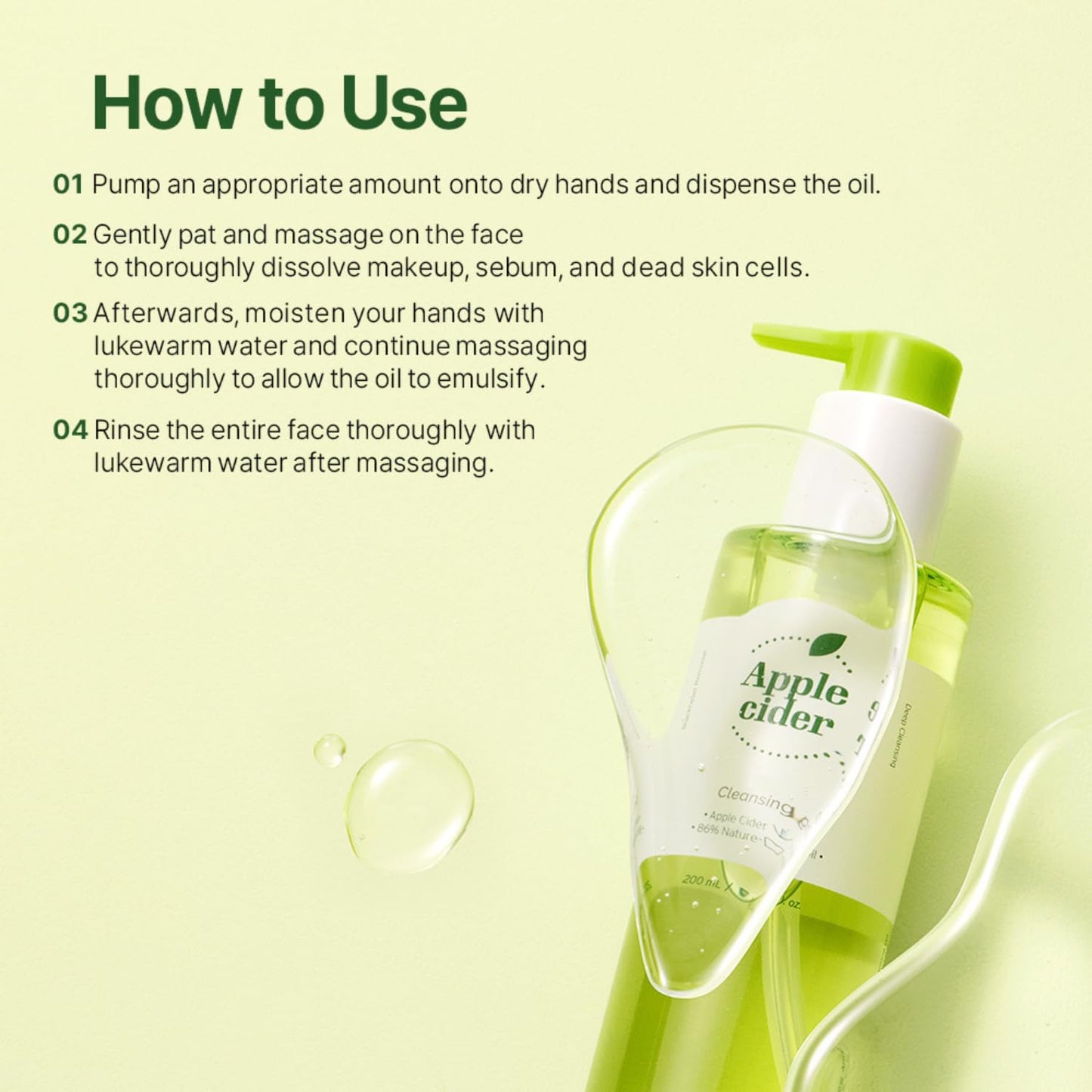 Ariul Apple Cider Deep Cleansing Oil (200ml) Korean Lightweight, Watery Face Cleansing Oil With Apple Cider Vinegar, Makeup Remover, Deep Pore Cleanser, Hydrating Facial Cleanser