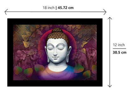 Positive Aura Buddha Art Framed Painting | Ready to Hang (Wood, 12inch x 18 inch)