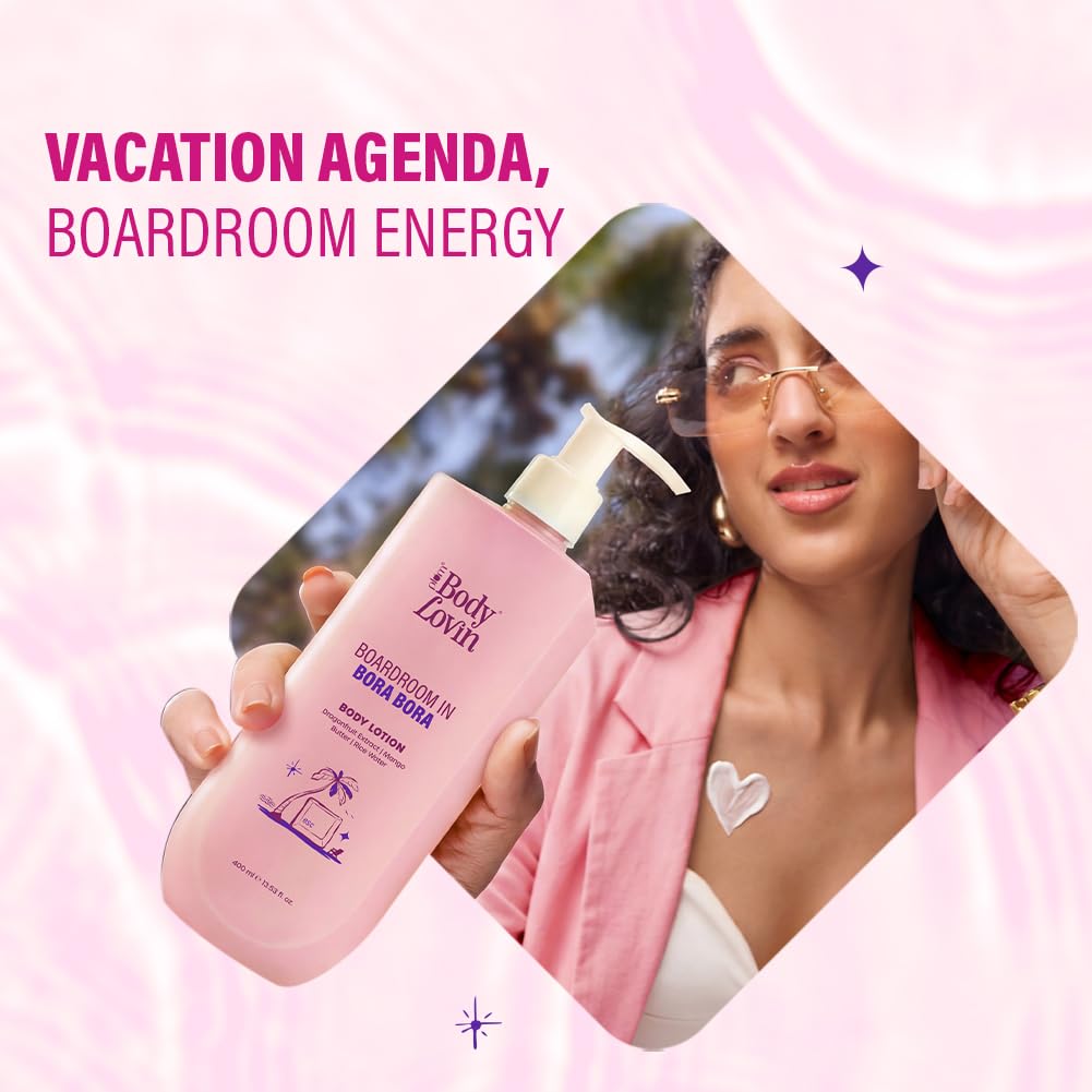 Plum BodyLovin’ Boardroom In Bora Bora Body Lotion | Hydrating & Brightening Body Lotion | Lightweight Hydration | Dragonfruit Extract, Mango Butter & Rice Water | Sweet Tropical Fragrance | 400 ml