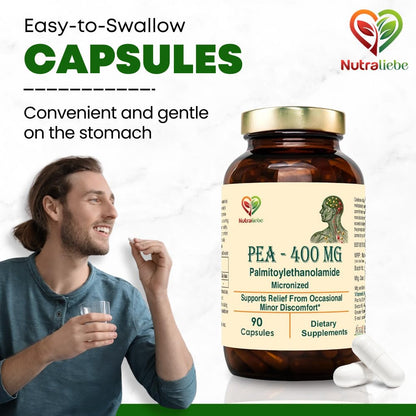 Nutraliebe PEA 400mg (Palmitoylethanolamide) – Supports Joint Comfort, Immune Response, and Nerve Health – 90 Capsules