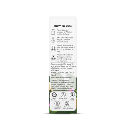 Kapiva Multani Mitti with Kesar for Face | Natural Fuller’s Earth | Face Pack for Glowing Skin| Enhanced with Saffron