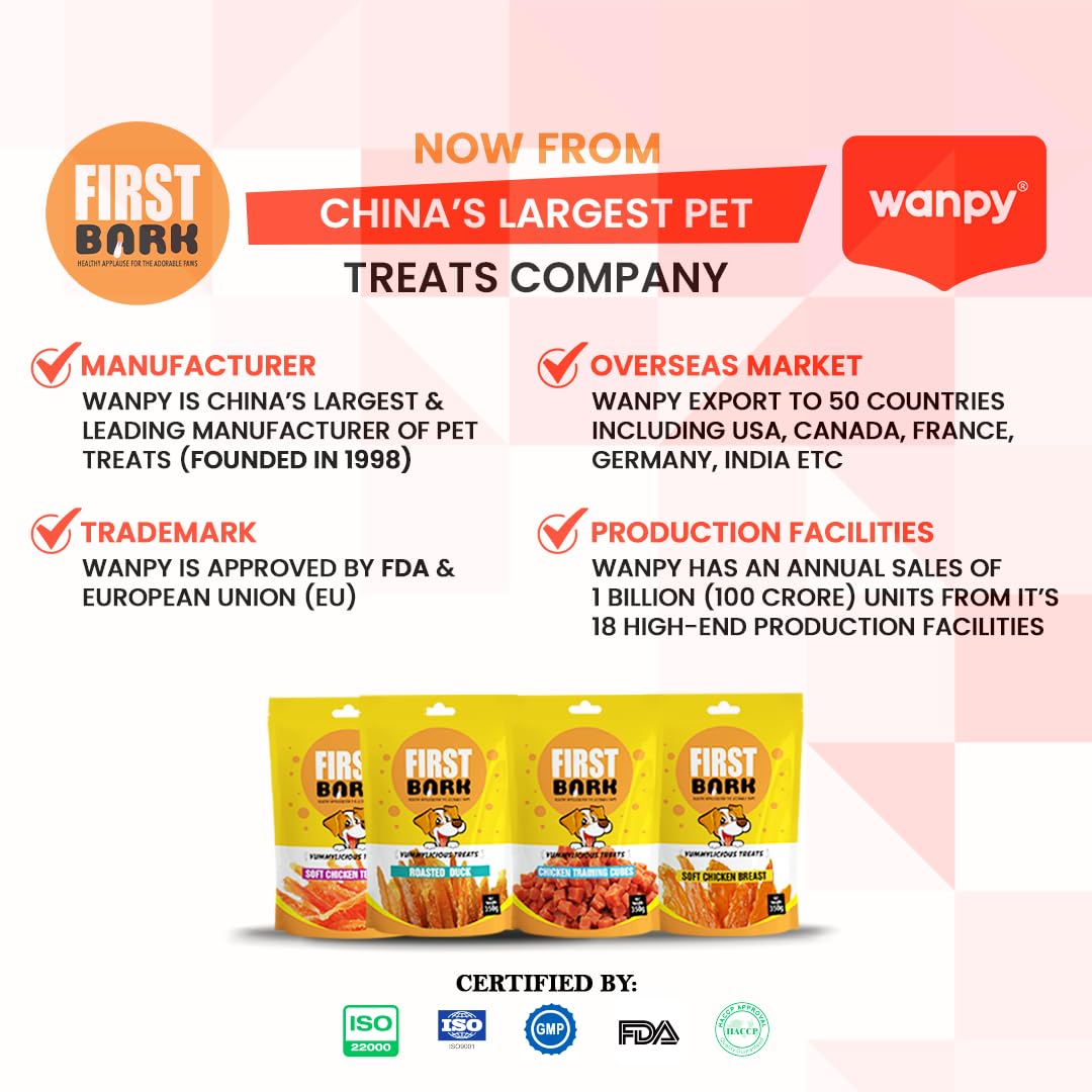 First Bark Dog Treats for Adult Dog & Puppy – Soft Chews & Training, Chicken & Cod Fish Jerky for Dogs, Small Dogs & Shih Tzu | Dog Snacks & Puppy Treats –Chicken Training Cubesx1 + Tendersx1 (350g)