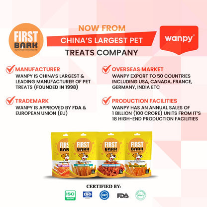 First Bark Dog Treats for Adult Dog & Puppy – Soft Chews & Training, Chicken & Cod Fish Jerky for Dogs, Small Dogs & Shih Tzu | Dog Snacks & Puppy Treats –Chicken Training Cubesx1 + Tendersx1 (350g)