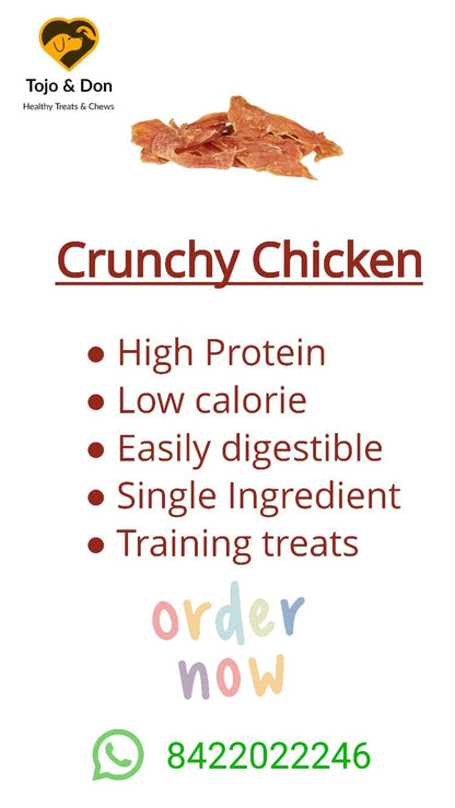 Tojo & Don Premium Crunchy Chicken Dog Treats, 100 g | 100% Natural Single-Ingredient Chicken | High-Protein Healthy Treats | No Preservatives | Vacuum Packed for Freshness | Dog Treats