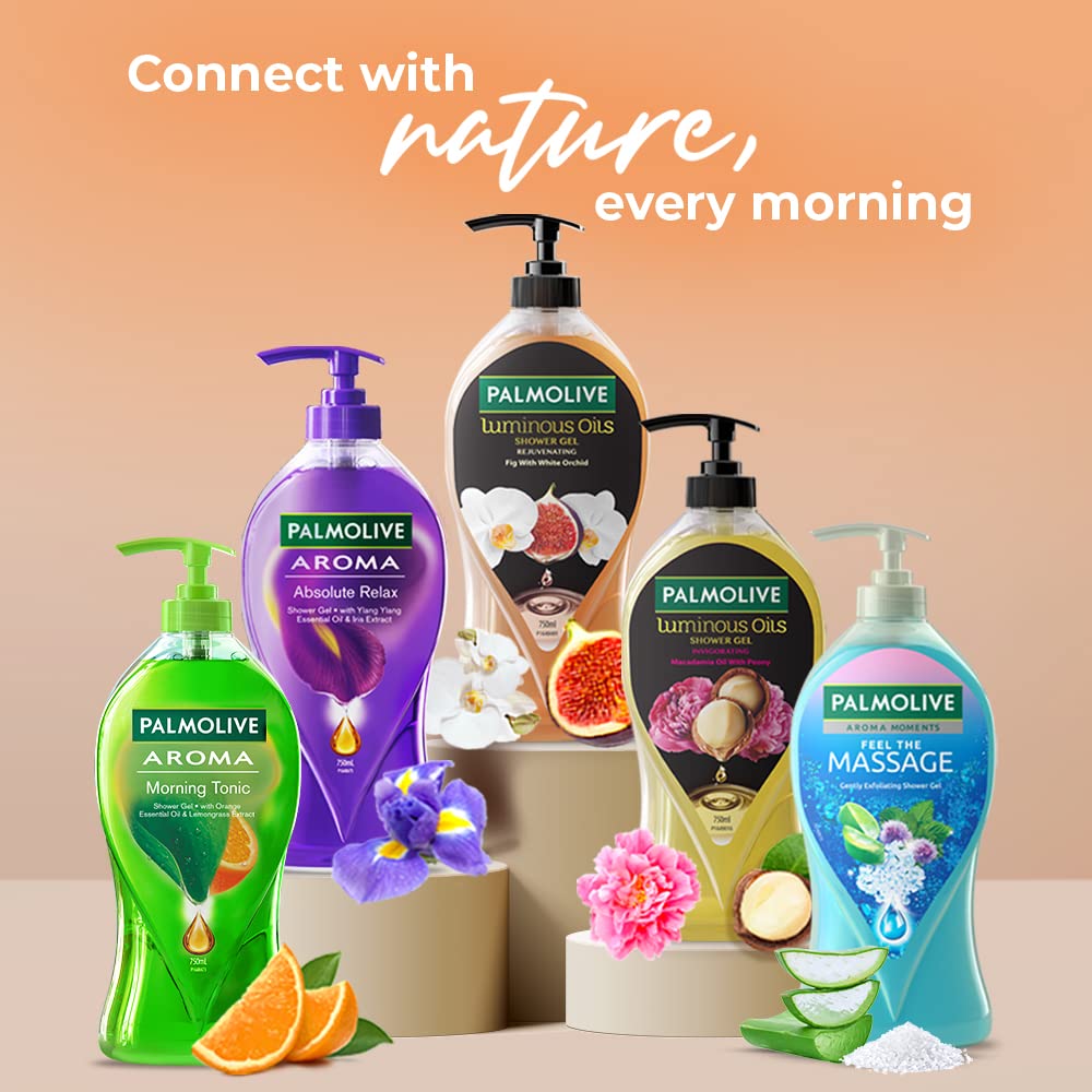 Palmolive Luminous Oil Rejuvenating Body Wash,750ml Pump Bottle, 100% Natural Fig Oil & White Orchid Extracts For Soft & Radiant Skin, PH Balanced Bodywash, Free Of Parabens And Silicones