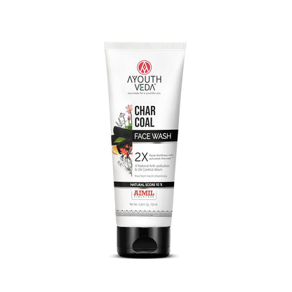 Ayouthveda Activated Charcoal Face Wash | Bamboo Charcoal & Floral Distillates | Deep Cleansing, Anti-Pollution, Oil Control & Brightening | Ayurvedic Non-Drying Cleanser | Maintains Skin Moisture Balance | For Men & Women | 100ml (Pack of 1)