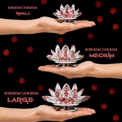 Crystal Lotus Flower Glass Showpiece, Decor -8.5 x 5.5 CM