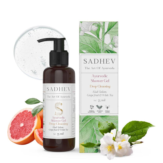 Sadhev Ayurvedic Shower Gel With Eladi Tailam, Grapefruit And White Tea For Deep Cleansing