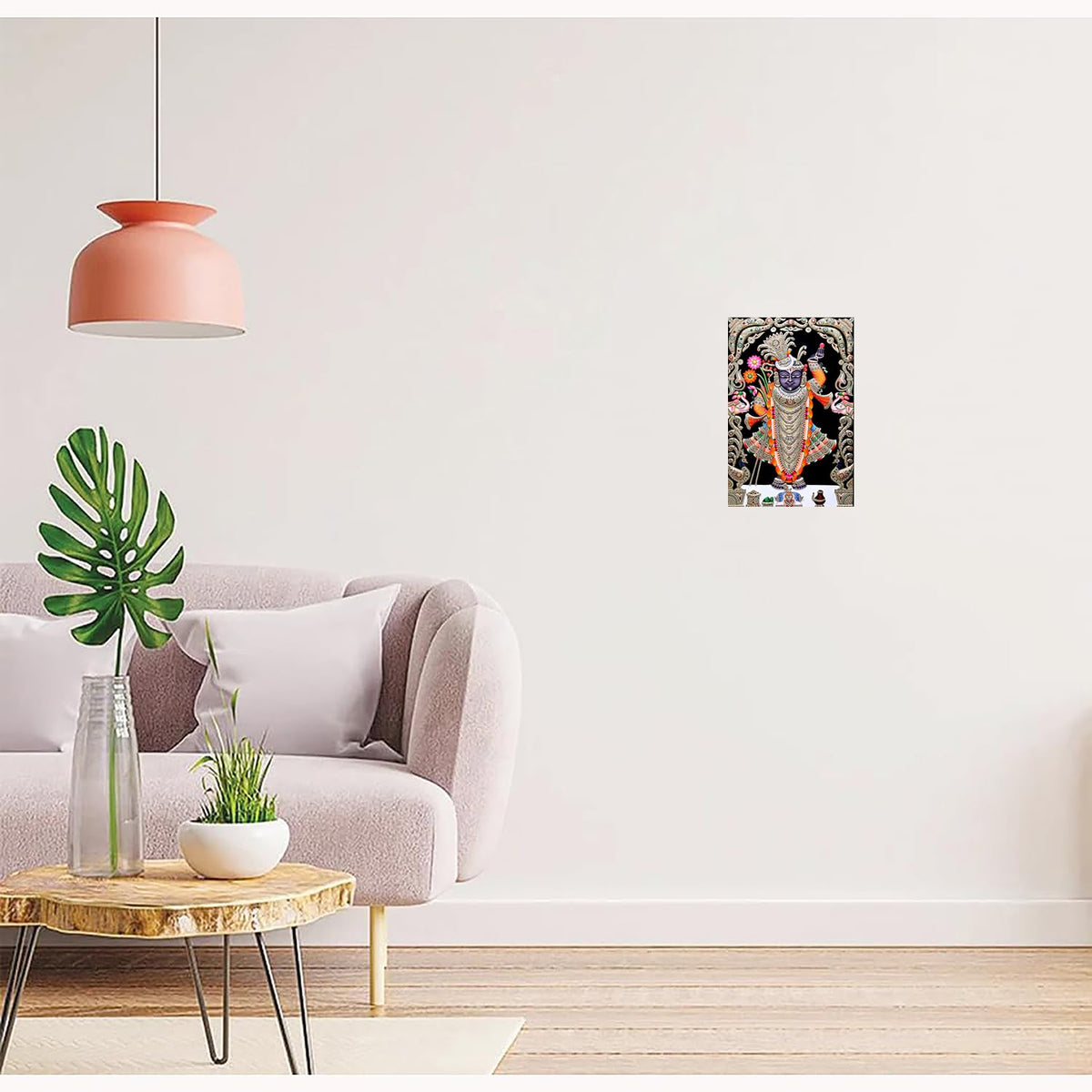Shrinathji Paintings for Living room, Shrinathji Poster Big Size with Sparkle Coated Lamination - 2410 (Self Adhesive) 18x24 Inch