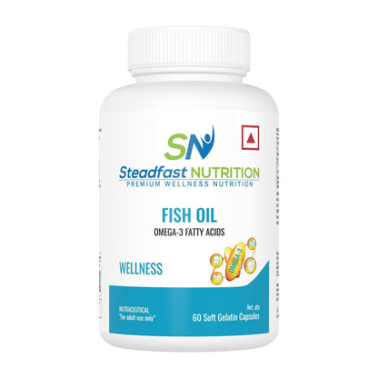 Steadfast Nutrition Fish Oil Omega- 3, 1000mg Triple Strength for Healthy Heart, Brain, Joints & Body (60 Softgel Capsules)