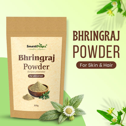 Smartdrops Bhringraj Fine Powder for Hair Rinse Preparation and Skin Pack Mixing DIY Scalp Care and Facial Routine Ingredient | 100g (Pack-1)
