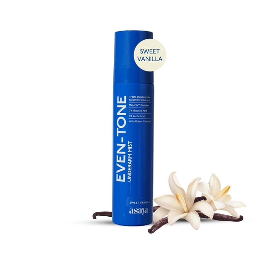 Asaya Even Tone Underarm Mist | Lightweight Spray for Underarm Pigmentation Removal & Odour Control | Even Tone Underarm Mist for Dark Underarms | Sweet Vanilla | 100 ml