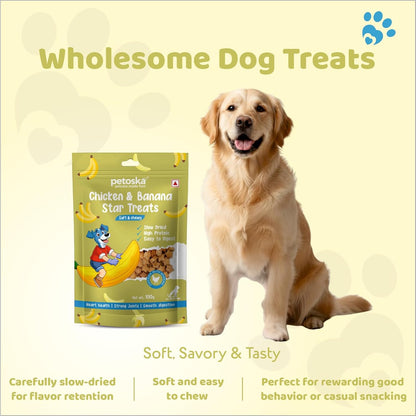 Petoska Chicken & Banana Dog Treats – 100 g Soft, Flavorful Snacks for Puppies & Adult Dogs, Real Chicken & Natural Banana Bite‑Sized Treat