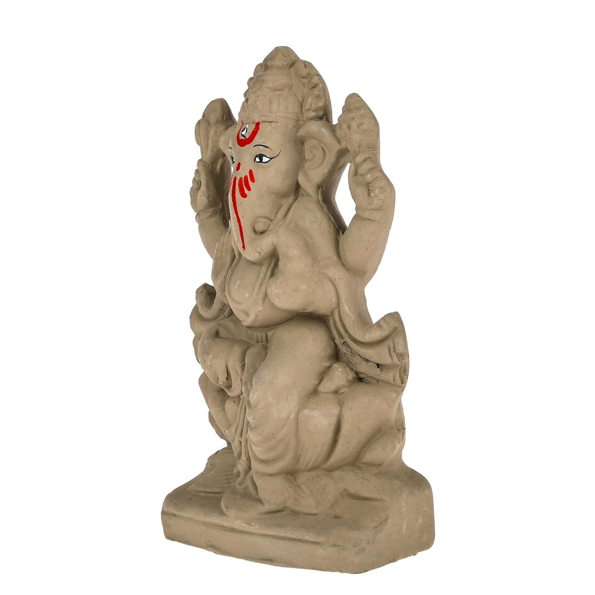 Panchgavya Mitti Lotus Ganesh Idol | Eco-Friendly Handcrafted Mud/Clay Ganesh Murti | Biodegradable Ganesha Statue for Visarjan | Ganesh Chaturthi (6.5x3.5 Inches)