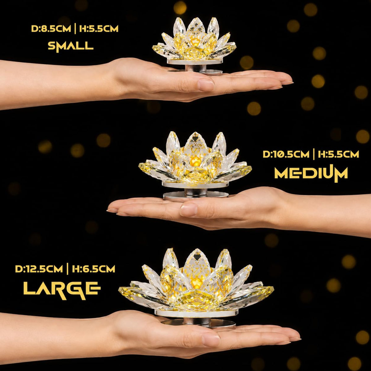 Crystal Lotus Flower Glass Showpiece, Decor -8.5 x 5.5 CM