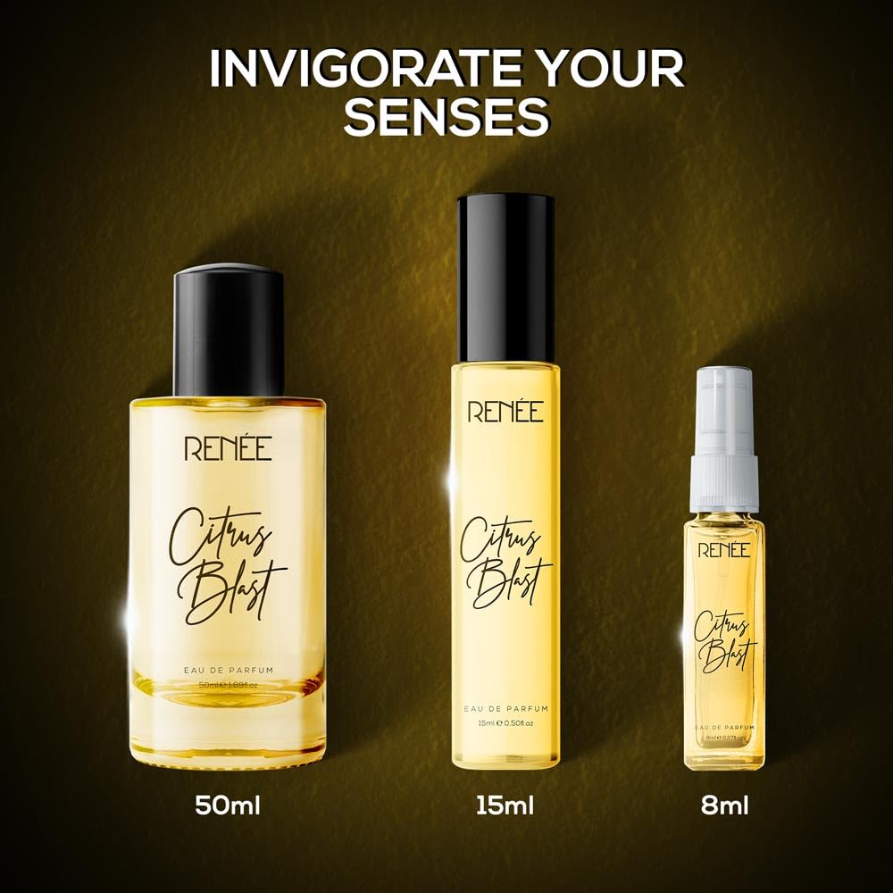 RENEE Citrus Blast Eau De Parfum, Premium Long-Lasting Fragrance with Notes of Bergamot, Lemon, Rose, Jasmine & Musk, Scent EDP for Every Occasion, Gifting, Ideal Luxury Perfume for Women, 8 Ml