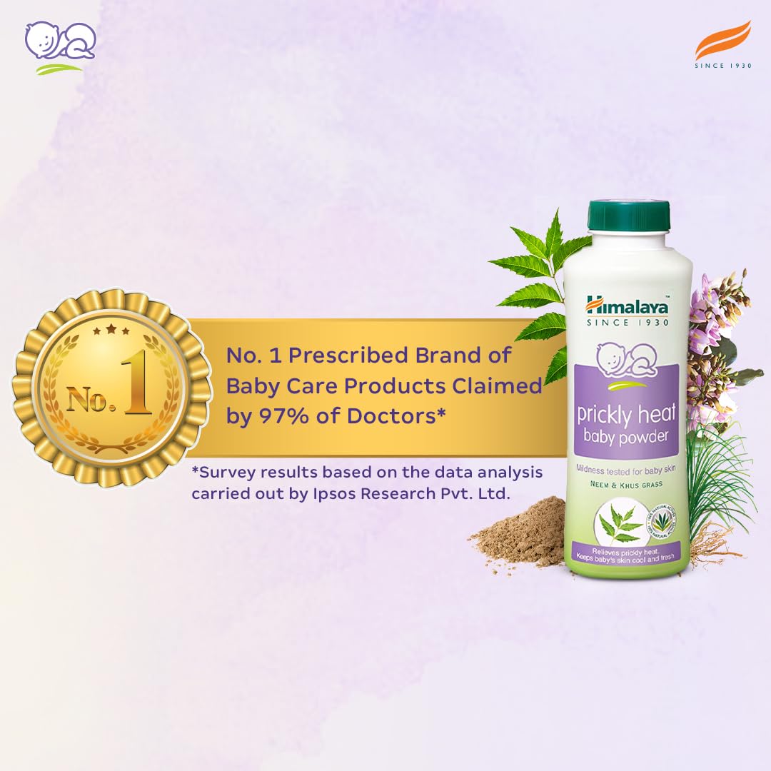Himalaya Prickly Heat Baby Powder 200g | with Neem, Yashad Bhasma, and Vetiver | Relieves prickly heat | with Neem, Yashad Bhasma, and Vetiver, Relieves prickly heat
