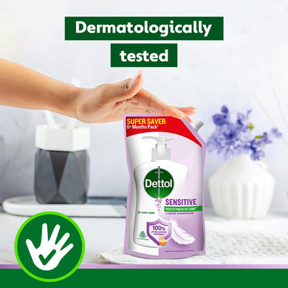 Dettol Liquid Hand wash Refill, Sensitive, 675ml | pH Balanced | 10x Better Germ Protection