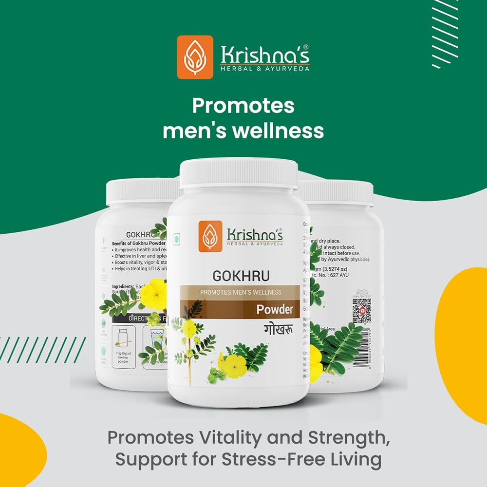 Krishna's Gokhru Powder - 100 g | Preservative Free | Natural Powder For Men's Wellness