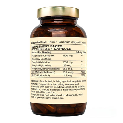 Nutraliebe Phosphatidylcholine & Phosphatidylserine Complex - Brain & Cognitive Support with Vitamin B12 & B6, 90 Capsules