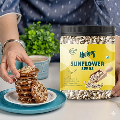Hunger 0 Premium Raw Sunflower Seeds for Eating| High Protein & Fibre Snack | Antioxidant-Rich Surajmukhi ke Beej for Healthy Diet, Heart Wellness & Daily Nutrition | Jar Pack