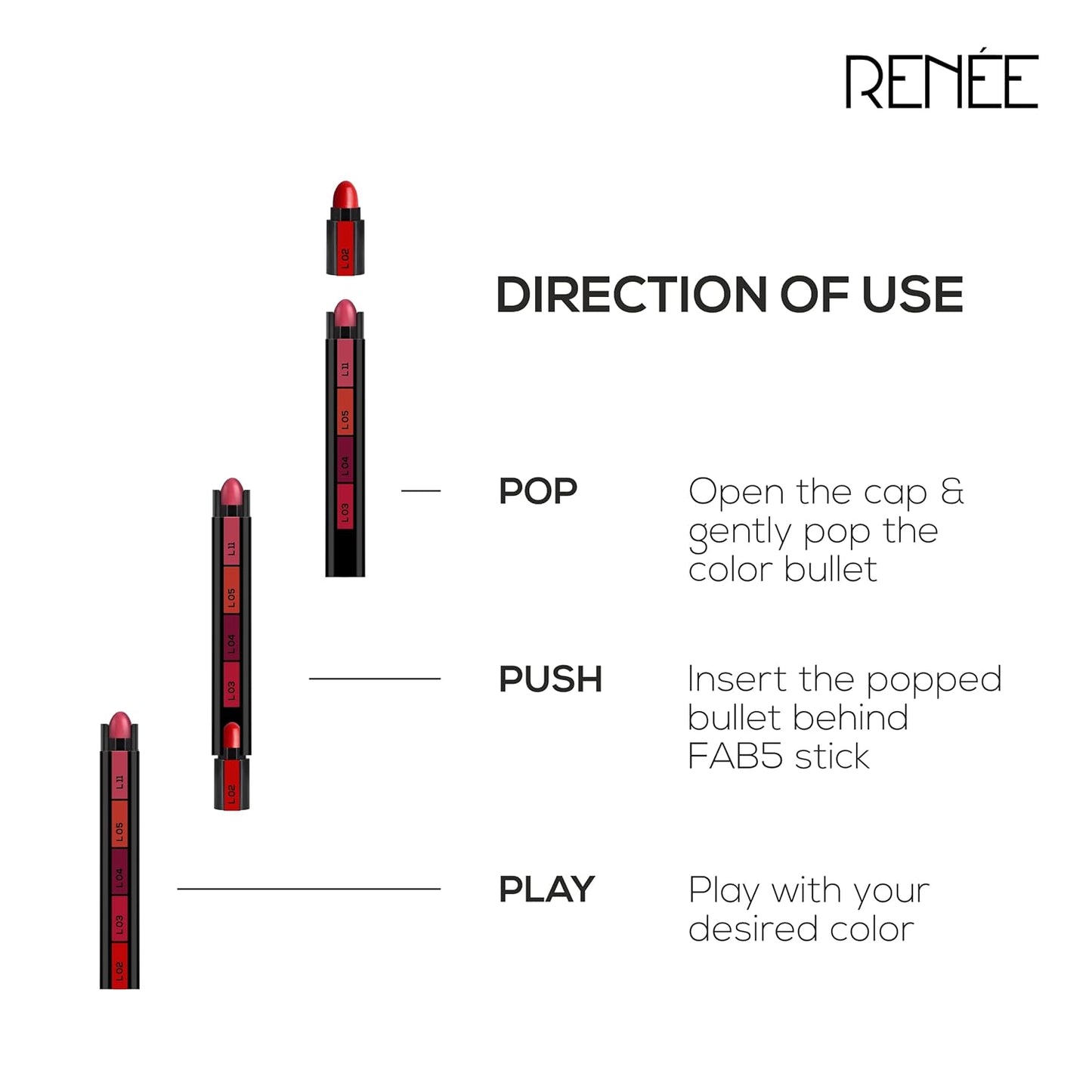 RENEE Fab 5 Refill Bullet Matte Lipstick, L 11 Blush Bomb 1.5gm