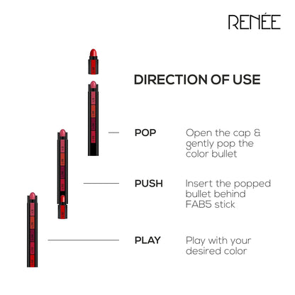 RENEE Fab 5 Refill Bullet Matte Lipstick, L 11 Blush Bomb 1.5gm