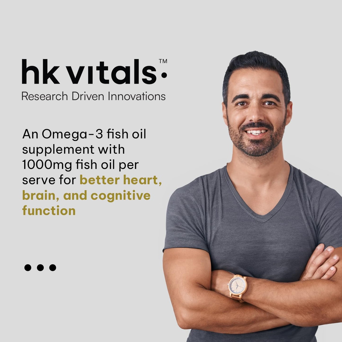 HealthKart hk vitals Salmon Omega 3 (60 Capsules) | 1000mg Omega 3 Fish Oil For Men and Women with 180mg EPA & 120mg DHA | For Joints, Brain, and Eyes Health