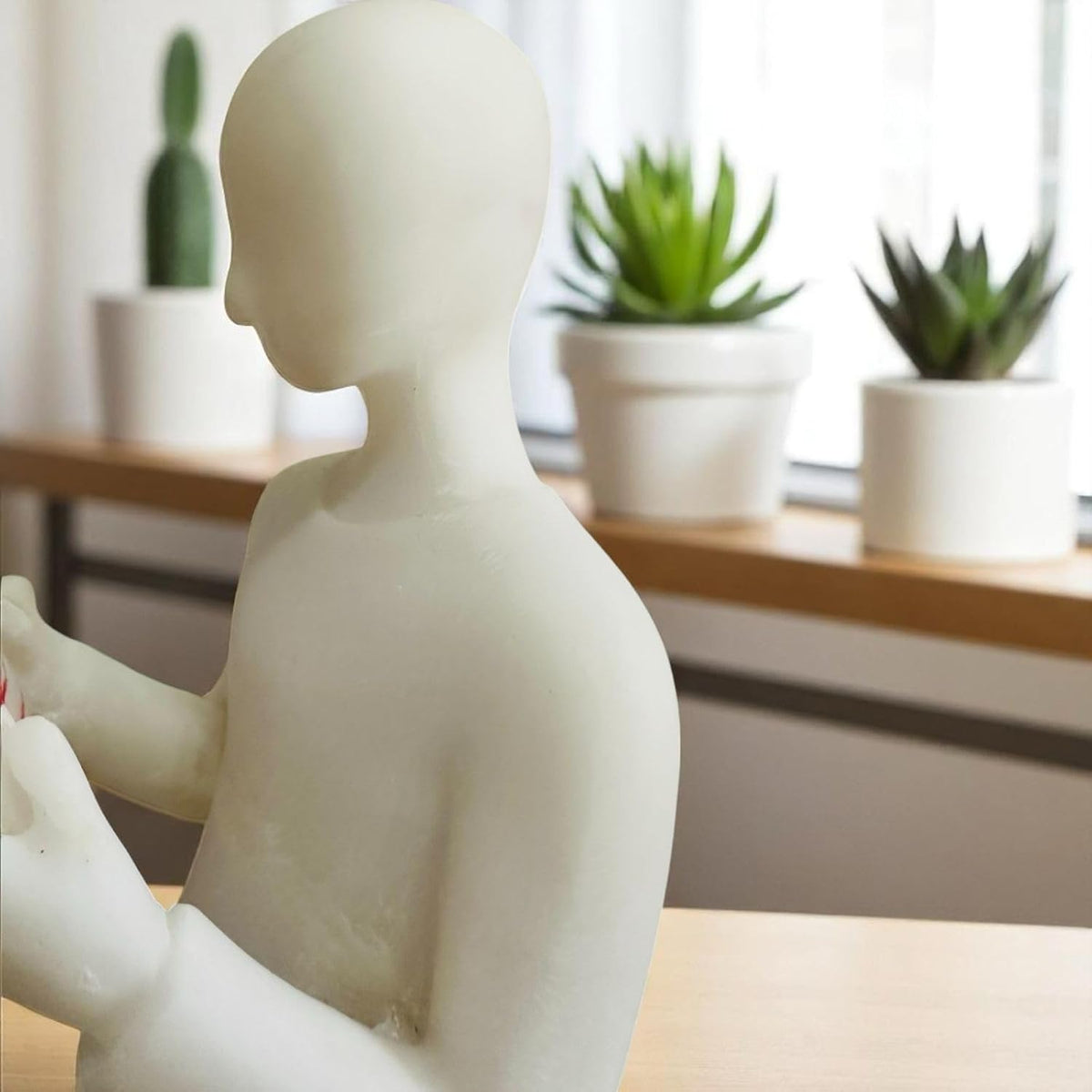 Resin Reading Man Statue (6.5 Inch) | Decorative Sculpture & Figurine for Home Decor | Modern Tabletop Showpiece for Living Room, Bedroom, Office, Gifting, Shelf & Bookshelf | White