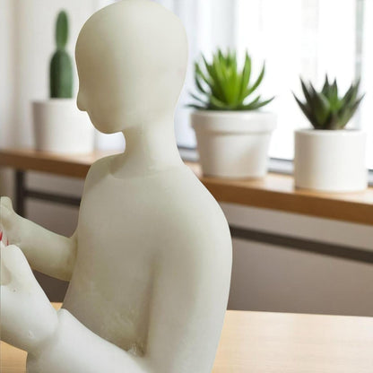 Resin Reading Man Statue (6.5 Inch) | Decorative Sculpture & Figurine for Home Decor | Modern Tabletop Showpiece for Living Room, Bedroom, Office, Gifting, Shelf & Bookshelf | White