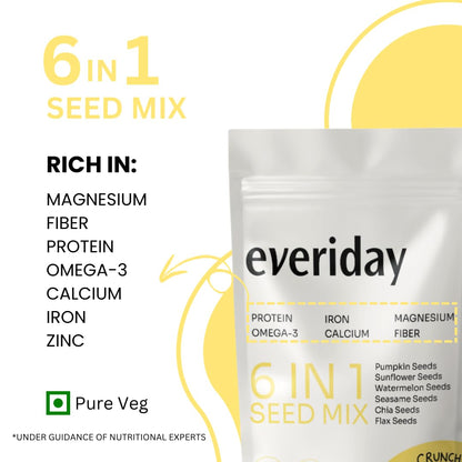 Everiday Salted Butter Crunch Roasted 6-in-1 Super Seed Mix | 250g | Pumpkin, Sunflower, Watermelon, Sesame, Chia & Flax | Healthy Crunchy Snack for Daily Nutrition | High Protein, Fibre & Omega-3 | Vegan & Gluten-Free