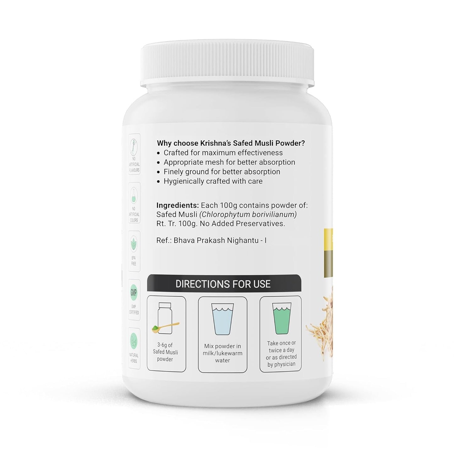 Krishna's Safed Musli (Chlorophytum borivilianum) Powder 100 g
