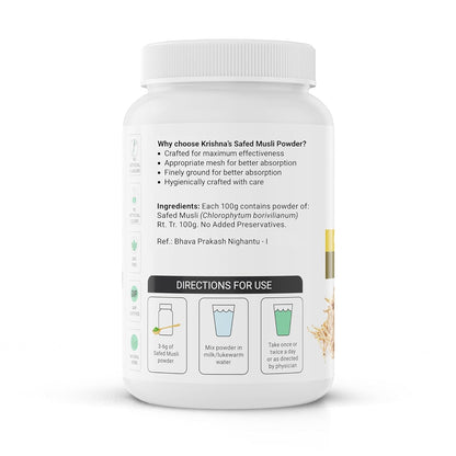 Krishna's Safed Musli (Chlorophytum borivilianum) Powder 100 g