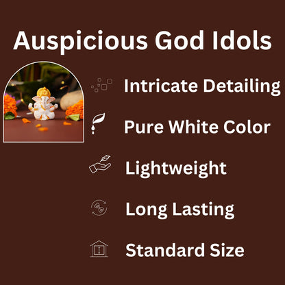 Ganesh Ji Murti 2.5" (Mangal Ganesh) Idol Statue Decorative Showpiece for Car Dashboard & Home Gifting, idol