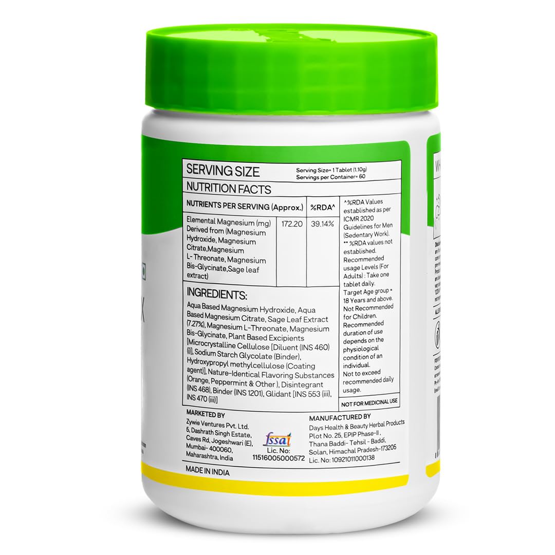 OZiva Magnesium Triple Complex for Muscle, Sleep and Nerve Function | With Aquamin Mg, Glycinate, Magnesium L-Threonate & Bisglycinate | 60 Vegetarian Tablets