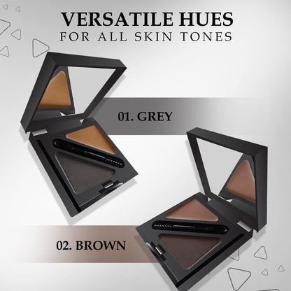 FACES CANADA HD Shape Up Brow Kit - Grey 01, 2.8g | Eyebrow Duo Kit - Wax & Powder With Brush | Long-Lasting | Precise & Natural Looking | Rich Color Payoff | Shaped & Defined Brows | Cruelty-free