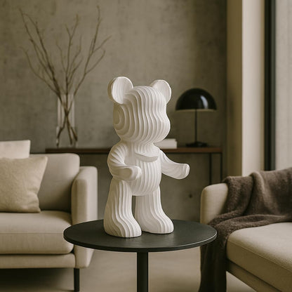 Modern Abstract Bear Figurine | Resin Home Decor Accent | Contemporary Art Piece | Unique Decor for Living Room, Office, or Shelf | Creative Gift Idea (White)