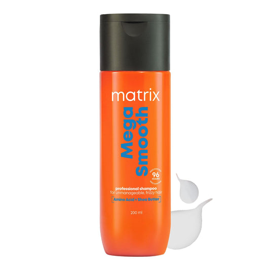 Matrix Mega Smooth Professional Shampoo with Shea Butter & Amino Acids, for Frizzy Hair | Max Smoothness for 4 Days | Used by 1 Lakh Hairstylists*| For All Hair Types | Paraben Free