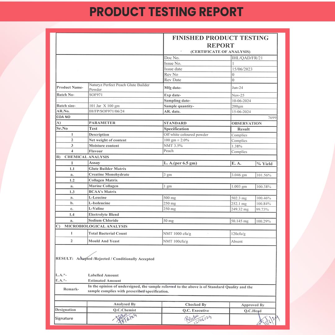 Product testing report with a pink border