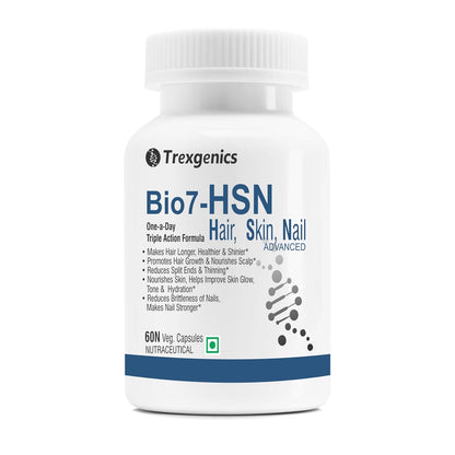 Trexgenics BIO7-HSN HAIR, SKIN & NAILS ONE-A-DAY Advanced Formula, Vegetarian & Gluten Free(60 Veg. Capsules) (Pack of 1)