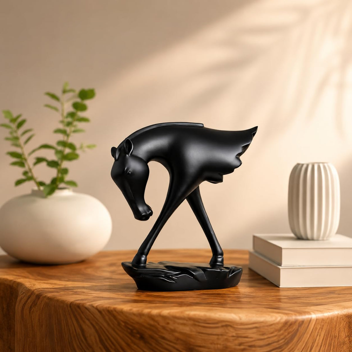 Elegant Black Horse Artefact for Home and Office Décor (Pack of 1, Black)