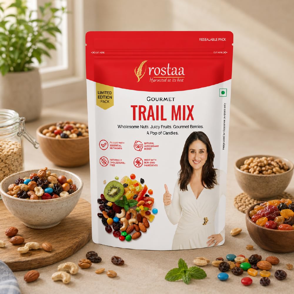 Rostaa Gourmet Trail Mix 340 g | Premium Nuts & Candied Fruits Blend | Colorful, Crunchy & Naturally Energizing Snack | Perfect for Anytime Munching (340 GM)