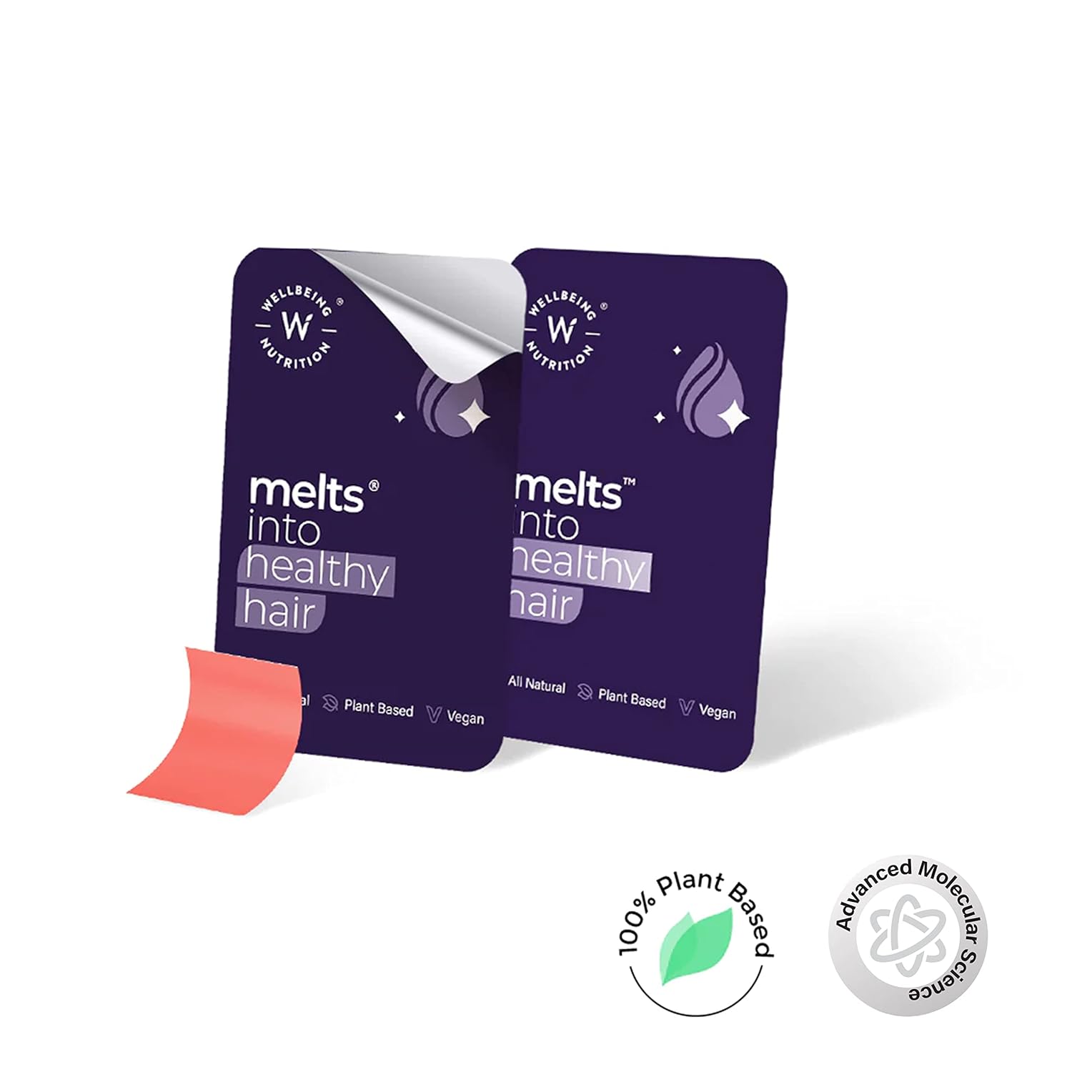 Zephivo Wellbeing Nutrition Melts Healthy Hair | Plant Based Biotin for Hair Nourishment, Strength and Thickness with Zinc, Bamboo Extract, Folic acid (30 Oral Strips)