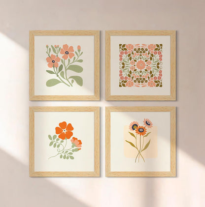 Floral Paintings, 10.0 X 10.0 each, Set of 4