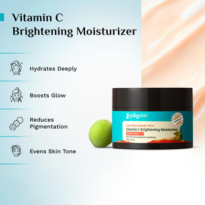 Pilgrim Australian Kakadu Plum Vitamin C Face Moisturizer with Niacinamide for Glowing Skin | Triple Glow Brightening Cream | Hydrating Gel for Dark Spots & Pigmentation Removal | For All Skin - 50 g