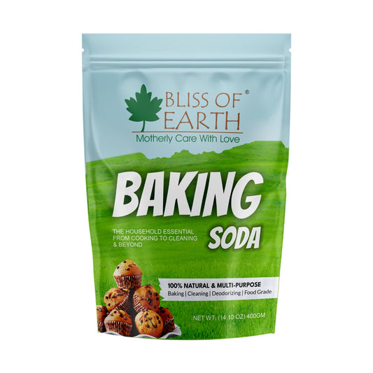Bliss of Earth Baking Soda For Food & Cleaning Purpose, 400gm, Pure Sodium Bicarbonate for Baking, Cleaning, and Deodorizing, Food Grade, Non-GMO, Eco-Friendly