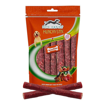 PETS EMPIRE Munchy Stix Dog Treats, Chicken | Mutton Flavour Chew Sticks | Healthy Reward Treats for Dogs | High Protein Daily Chews (1 kg, Mutton, Pack of 1)
