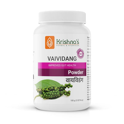 Krishna's Vaividang (Embelia Ribes) Powder - 100 g | Natural Supplement & Herbal Remedy | Stress Management