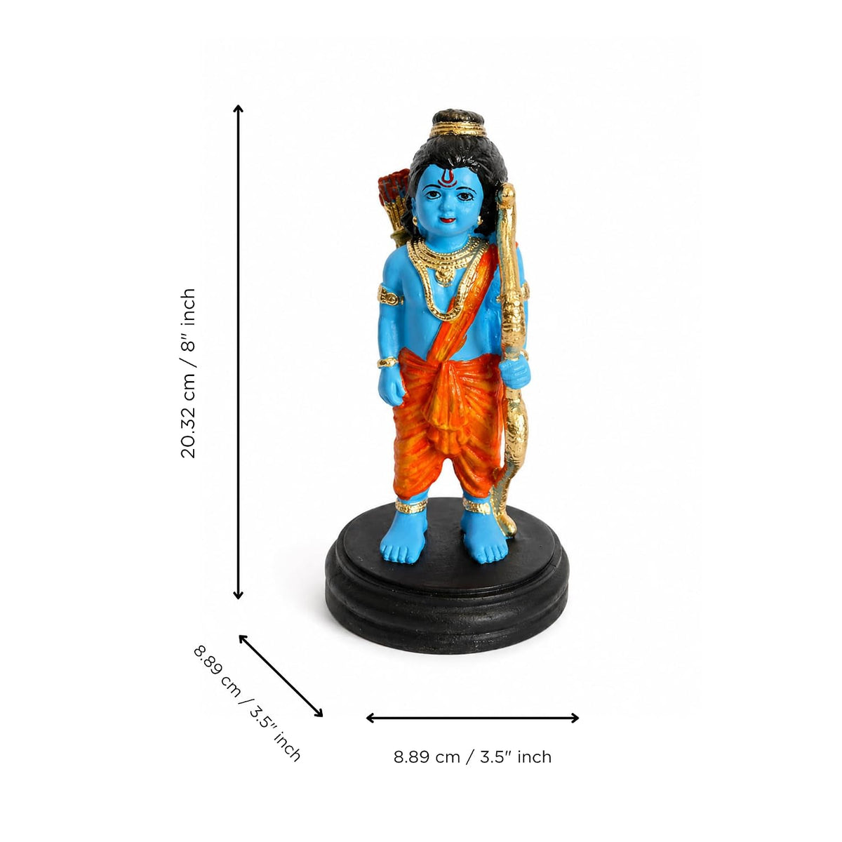 Lord Ram Idol for Car Dashboard Decorative Mini Showpiece for Home Temple Office Desk Spiritual Gift Compact Hindu God Murti for Vastu Dashboard Accessories