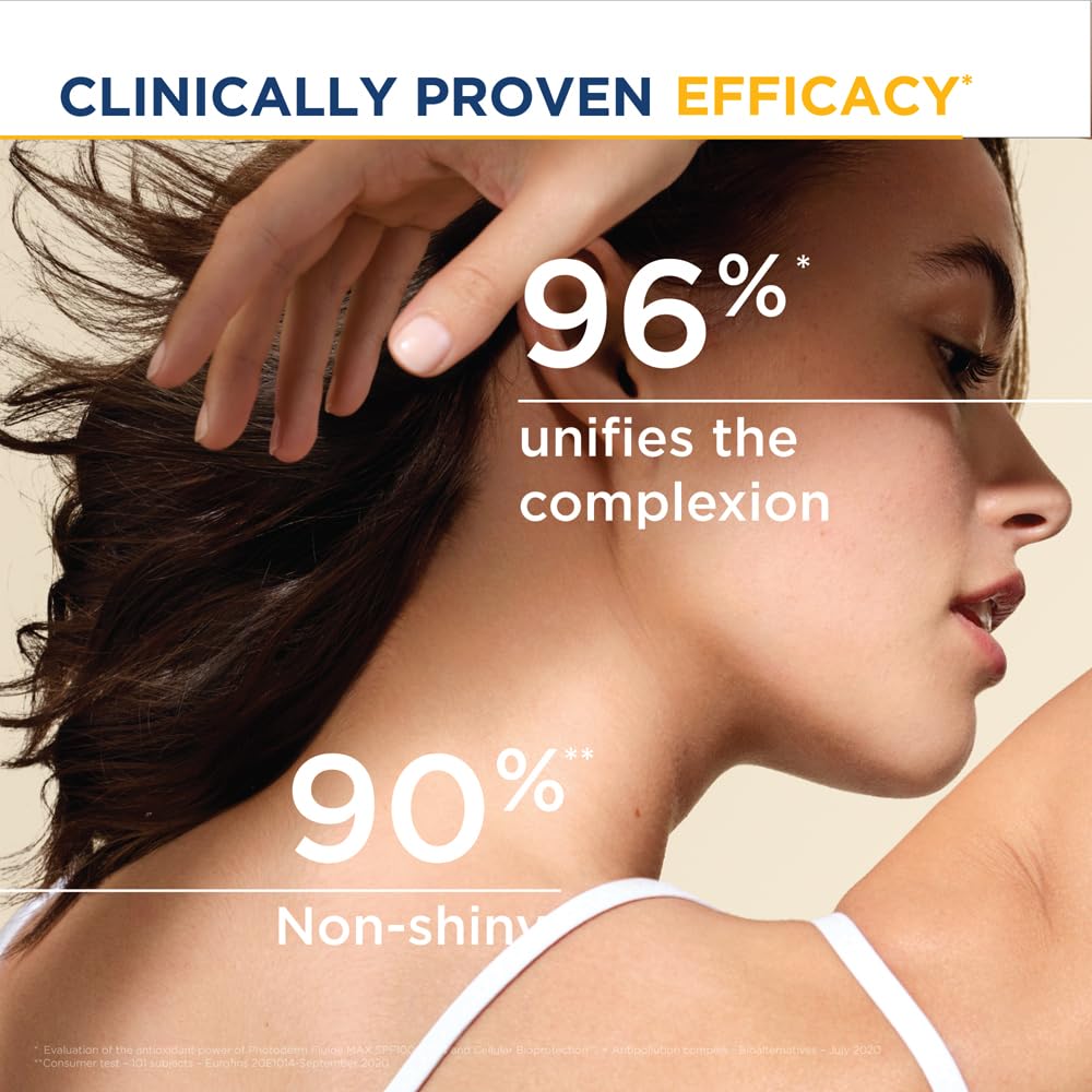 Woman with smooth skin and text indicating clinical efficacy on a beige background